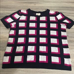Kate Spade Windowpane Check Sweater Cashmere Wool Short